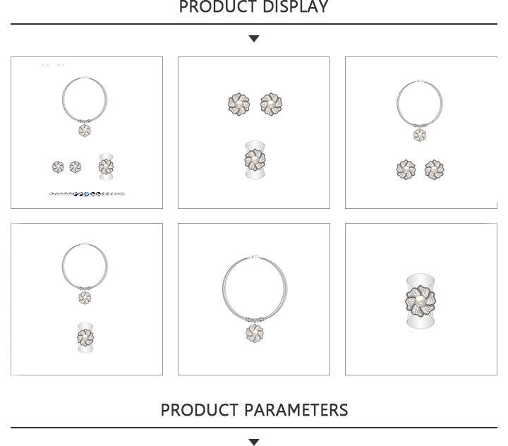 Flower Like Silver Jewelry Set with Gemstones