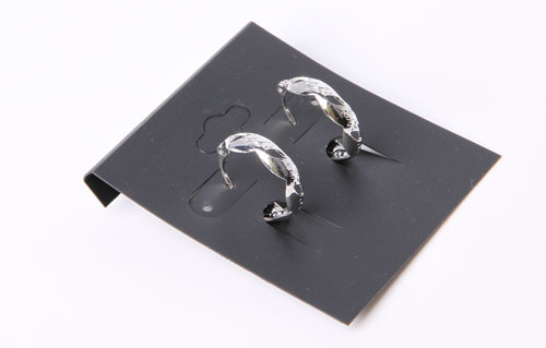 "C" Shaped Simple Earrings with Rhodium Plated