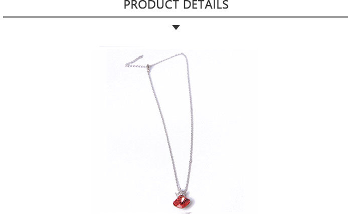 Custom Fashion Jewelry Silver Red Rhinestone Pendant Necklace