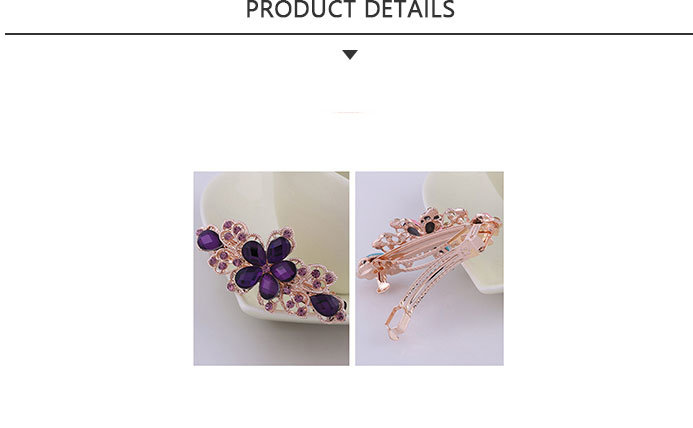 Noble Purple Hair Clip with Flower and Drill