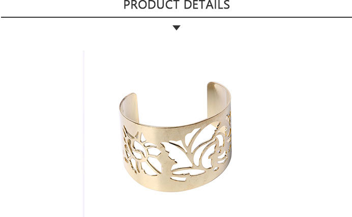 Top Quality Fashion Gold Bracelet with Carved Flowers