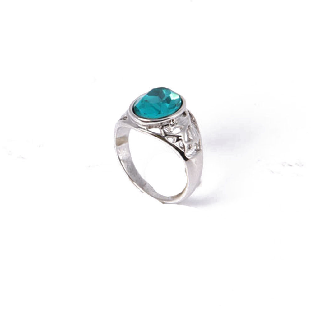 Wholesale Fashion Jewelry Silver Ring with Blue Rhinestone