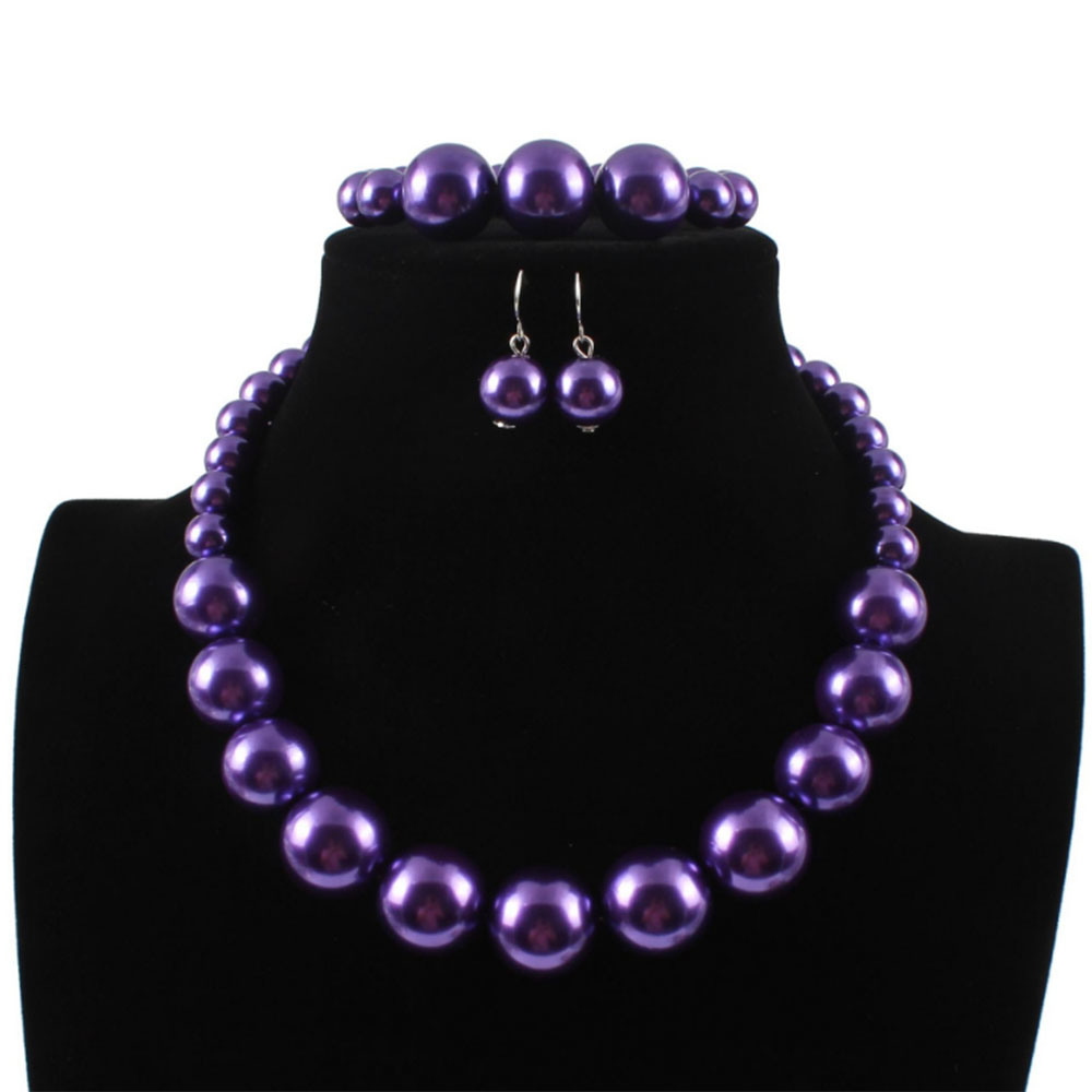 Most Popular Fashion Pink Bead Necklace Jewelry Set