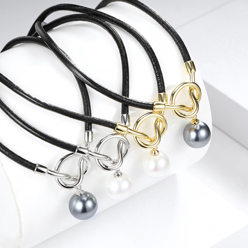 High Quality Black Rope Conch Long Necklace