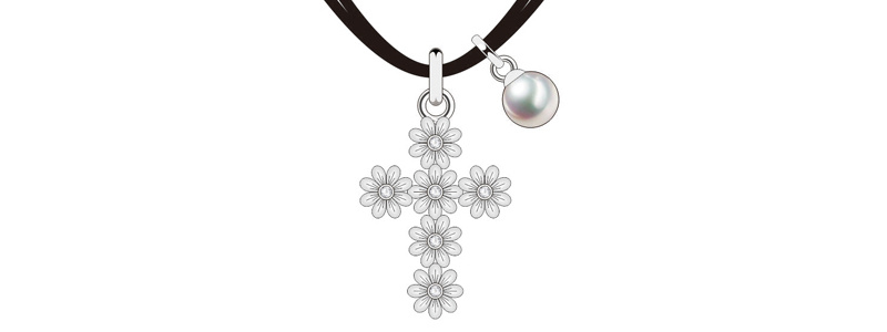 Innovative Design Silver Flower Cross Jewelry Set