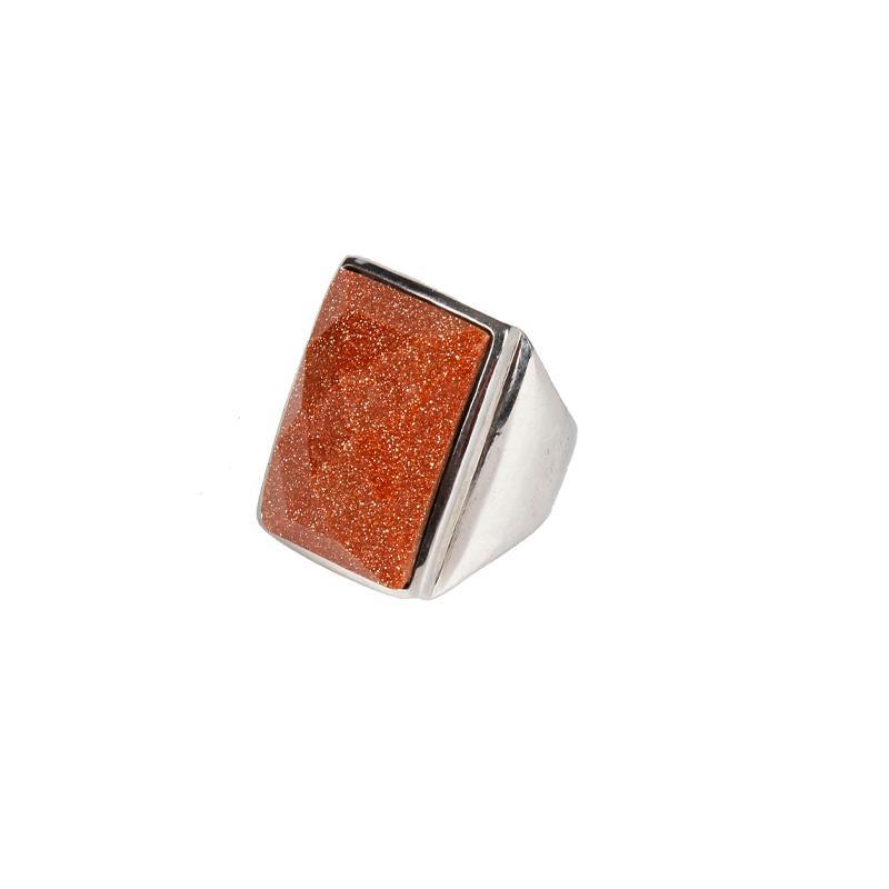 Simple Red Square Pearlescent Gem Ring