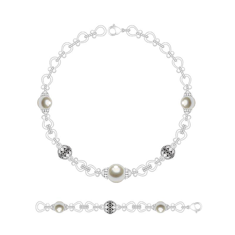 Sparkling Silver Jewelry Set with Pearls