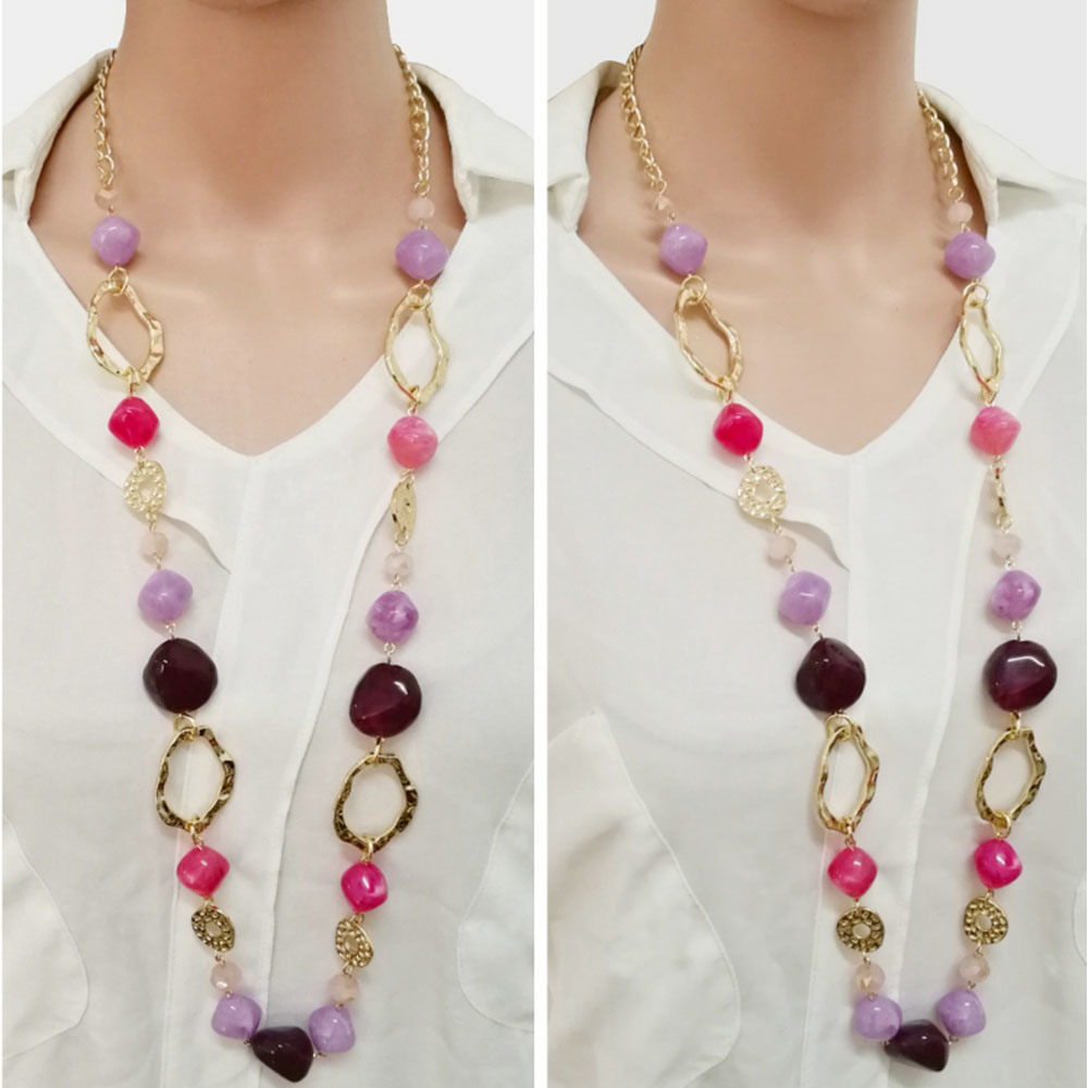 Personalised Fashion Jewelry Colorized Bead Long Necklace