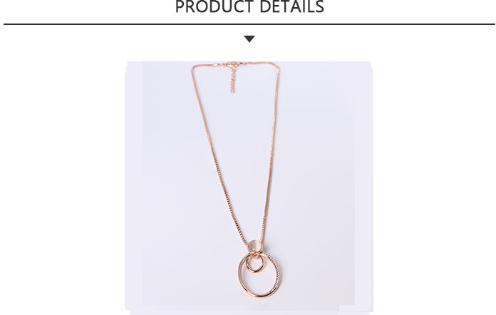 Fashion Jewelry Gold Pendant Necklace with White Rhinestone