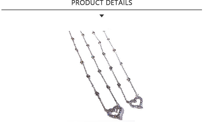 Ingenious Fashion Jewelry Silver Heart Pendant Necklace with Rhinestone