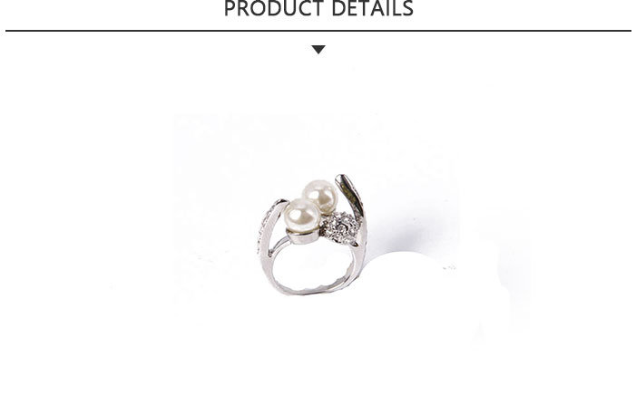 Good Quality Fashion Jewelry Pearl Silver Ring with Rhinestone