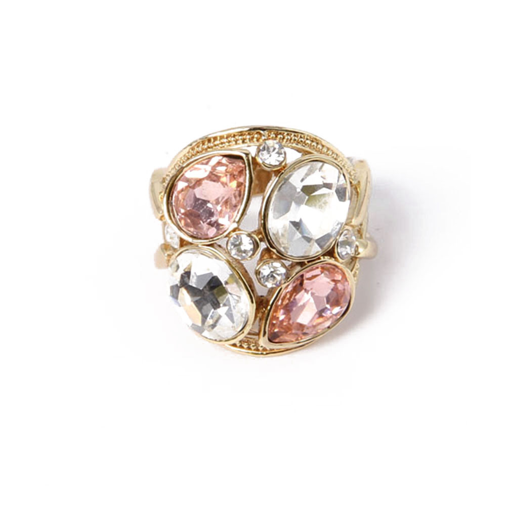 Quality Fashion Jewelry Flower Rhinestone Silver Ring