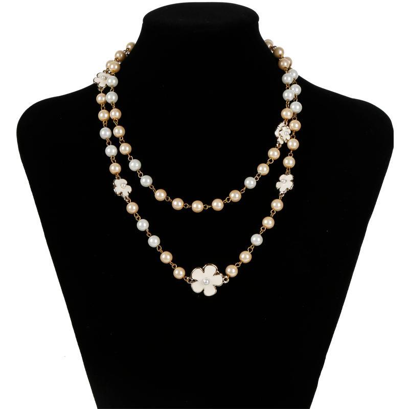 Multiple Chains String of Beads Pearl Necklace