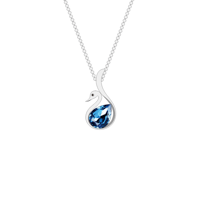 Best Hot Sale Elegant Blue Crystal Swan Jewelry Set for Women