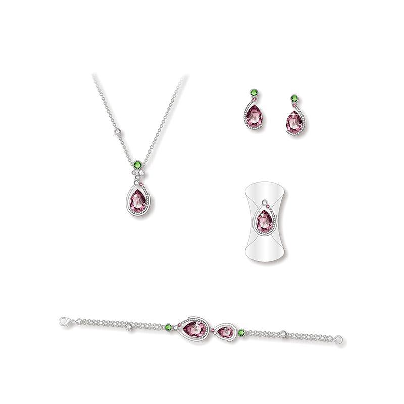 Stunning Silver Jewelry Set with Pink Gemstones