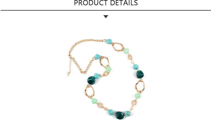 Fashion Jewelry Green Bead Gold Necklace