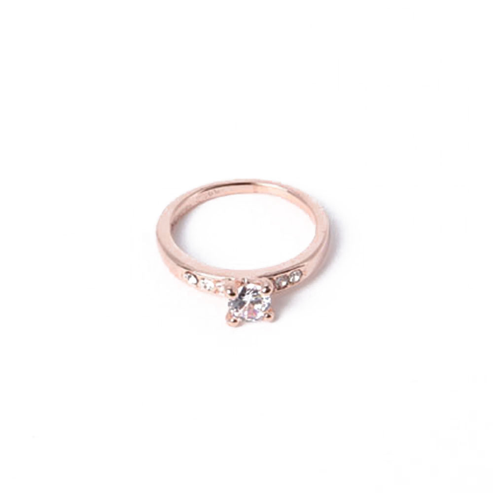 Lightweight Fashion Jewelry Gold Ring with Transparent Rhinestone
