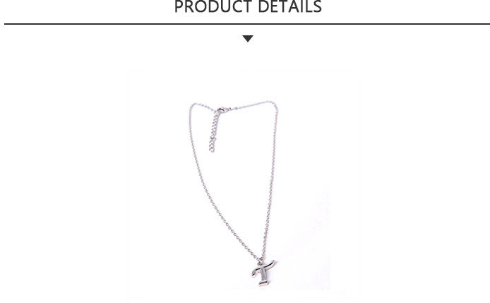 Fashion Jewelry Silver Letter T Pendant Necklace