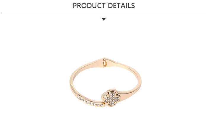 Fashion Jewelry Glod Bracelet with Four Leaf Clover Rhinestone