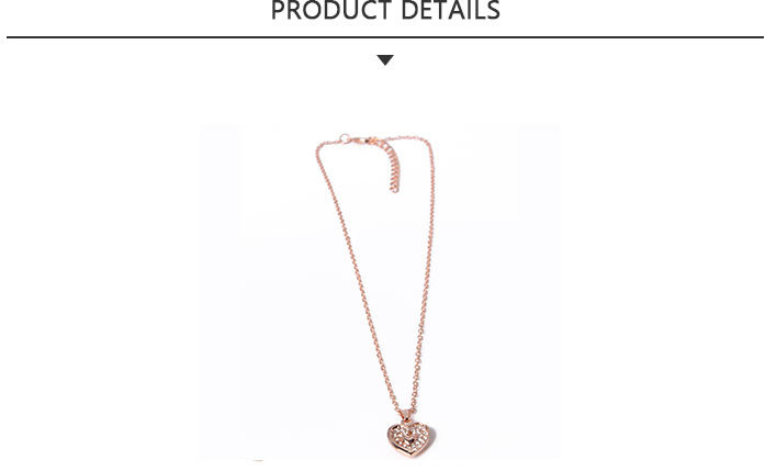 Custom Fashion Jewelry Heart Shaped Rhinestone Gold Necklace