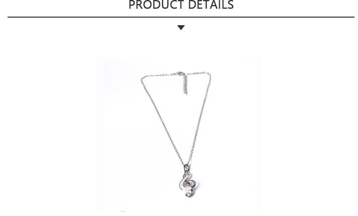 Wholesale Fashion Jewelry Silver Note Pendant Necklace