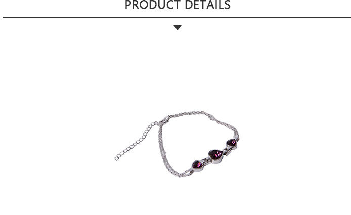 Most Popular Fashion Jewelry Silver Chain Bracelet Purple Diamond