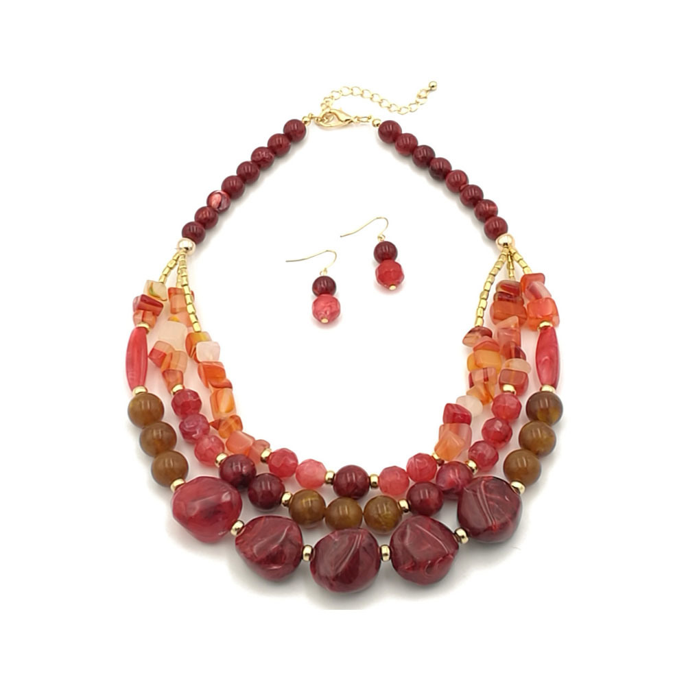 China Manufacturer Fashion Purple Bead Necklace Jewelry Set