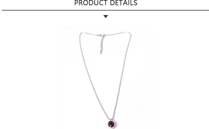 Hot Sale Fashion Jewelry Silver Necklace with Purple Rhinestone