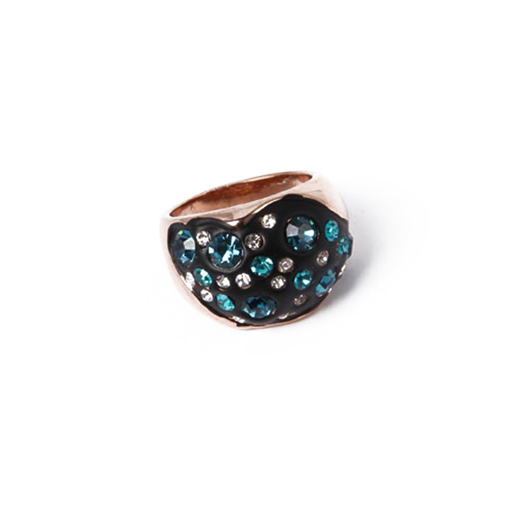 Newest Fashion Jewelry Flower Pattern Glod Ring with Rhinestone