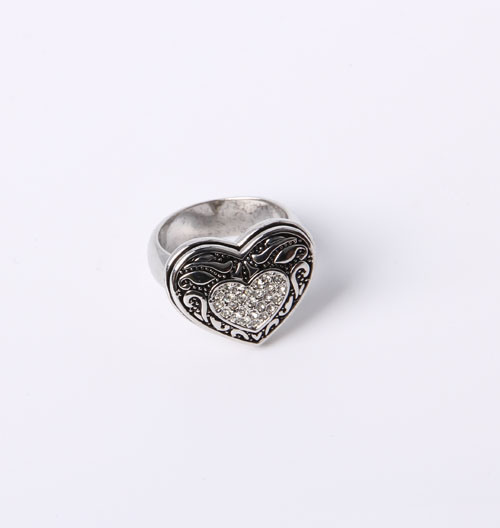 Simple Style Jewelry Ring Silver Plated with Heart Charm