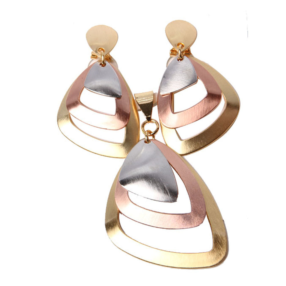 New Product Fashion Gold Plating Triangle Shape Jewelry Set