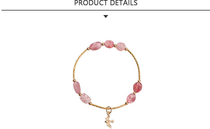 High Quality Fashion Jewelry Gold Rope Bracelet with Pink Bead