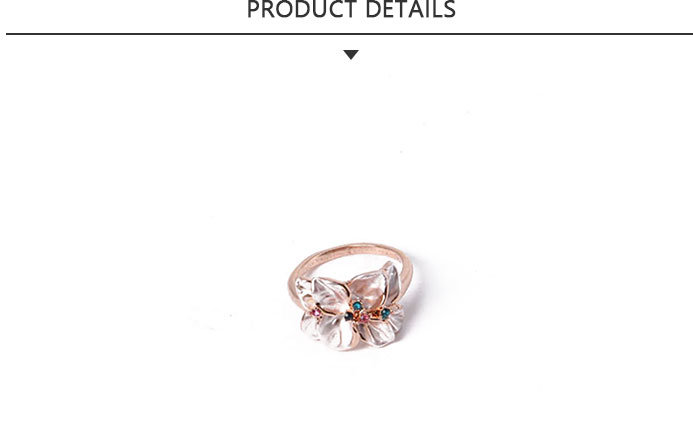 New Design Fashion Jewelry Flower Gold Ring with Rhinestone