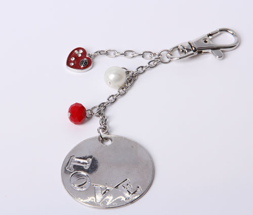 Fashion Keychain with Diamond and Pearl Decoration