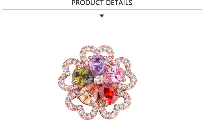 Universal Fashion Flower Shape Gold Brooch with Colored Rhinestone