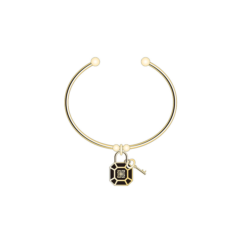 Chinese Classical Black Gold Lock Jewelry Set
