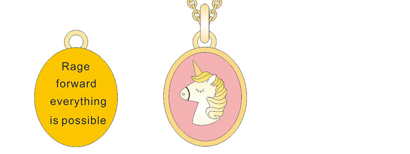 Oval Pink Double-Sided Fantasy Unicorn Jewelry Set