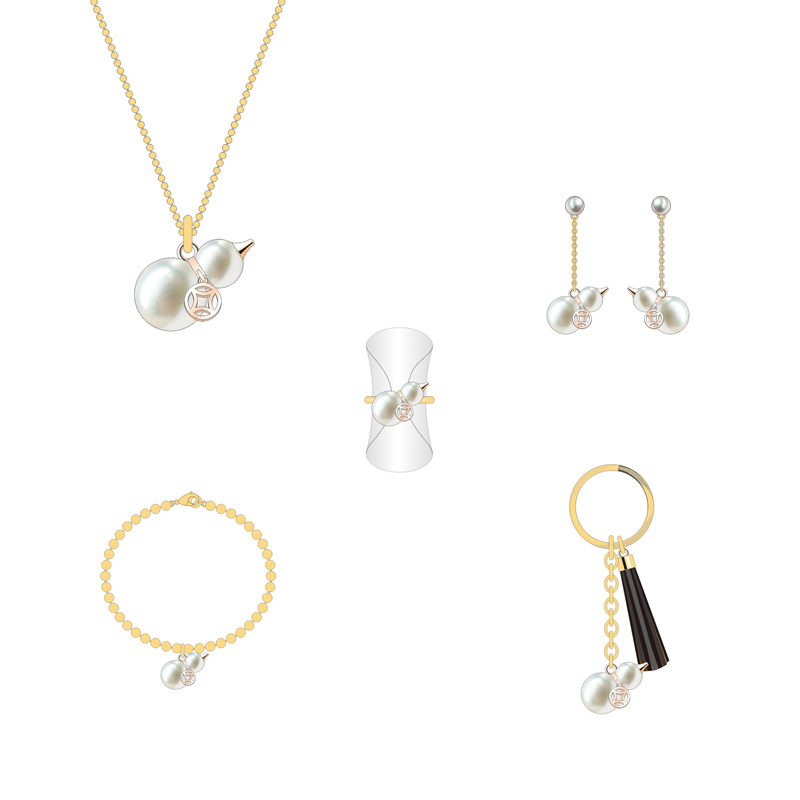Promotional Polarized Golden Gourd Shape Jewelry Set
