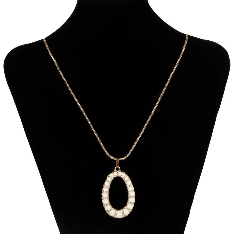 Fashion Big Pendant Pearl Diamond Alloy Necklace
