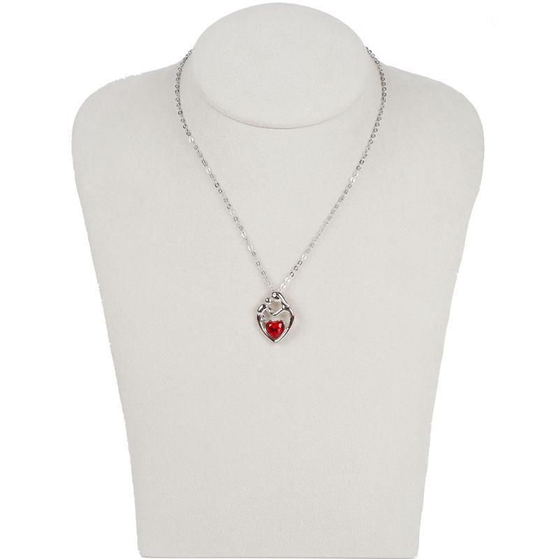 Concise Heart Shape Gemstone Alloy Necklace
