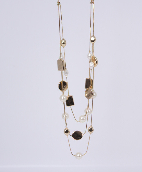 Double Heart Pendant Necklace with Rhinestones