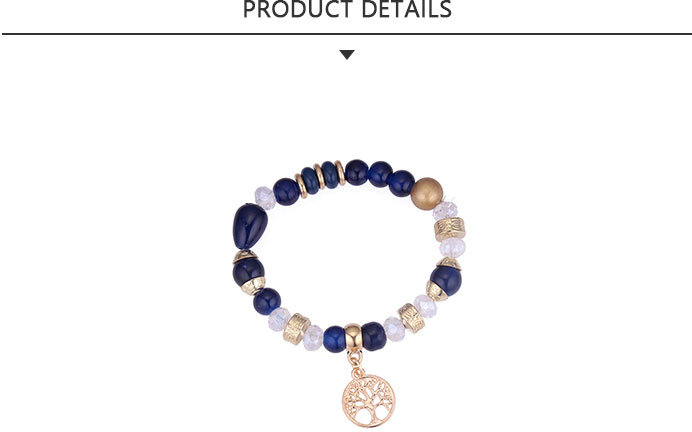 Fashion Jewelry Gold Plating Rope Blue Bead Bracelet