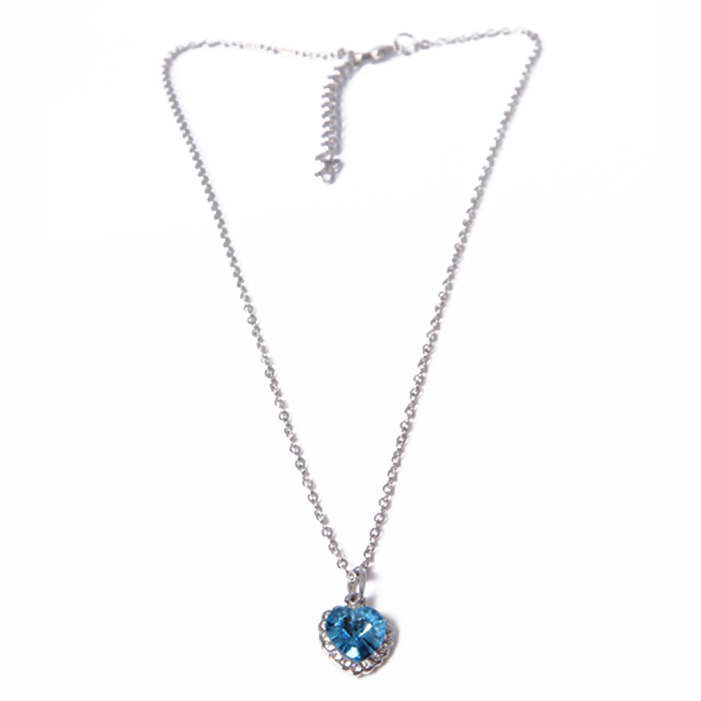 Best Price Fashion Jewelry Silver Pendant Necklace with Blue Rhinestone