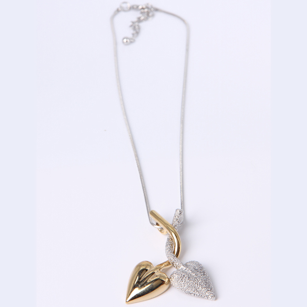 Custom Fashion Jewelry Heart-Shaped Gold Pendant Necklace with Rhinestone