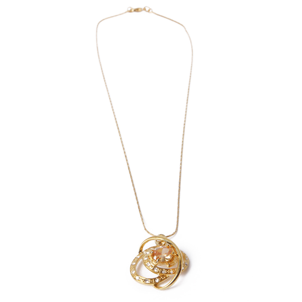 Ingenious Fashion Jewelry Rhinestone Pendant Gold Necklace