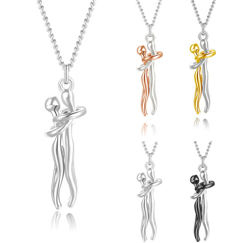 High Quality Three Color Three Ring Set Single Diamond Necklace