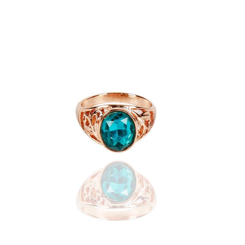 Gold Hollow Emerald Gem Ring