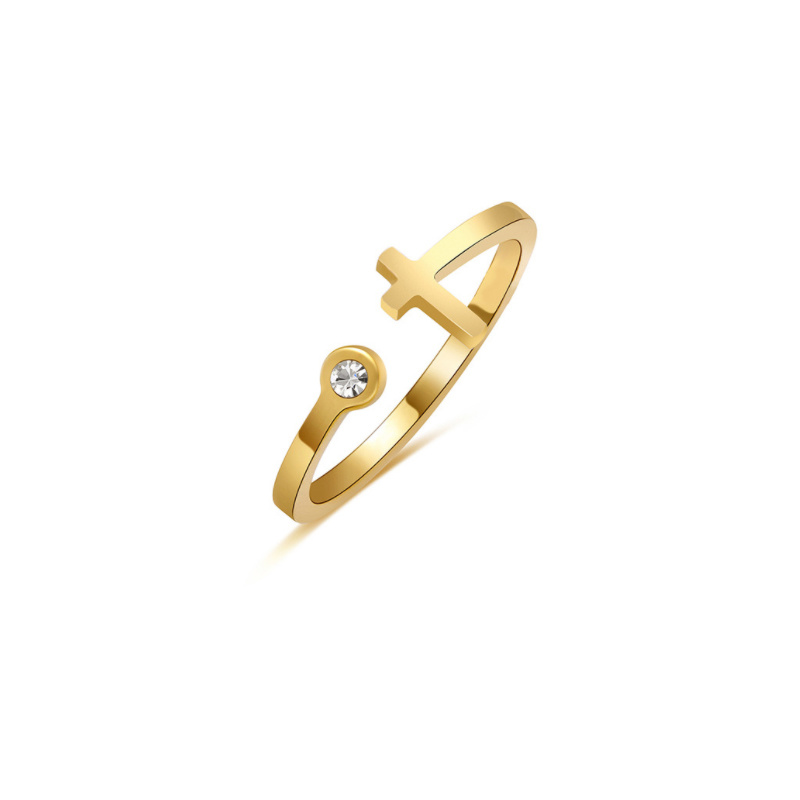 Stainless Steel Bow Heart Cross Fashion Diamond-Encrusted Ring Rings Do Not Fade Ring Jewelry