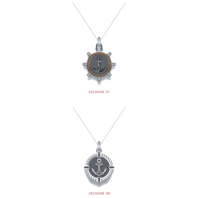 Lion Wolf Head Shield Titanium Steel Pendant Viking Snake and Boat Anchor Domineering Necklace Male Trend Hanging Ornaments