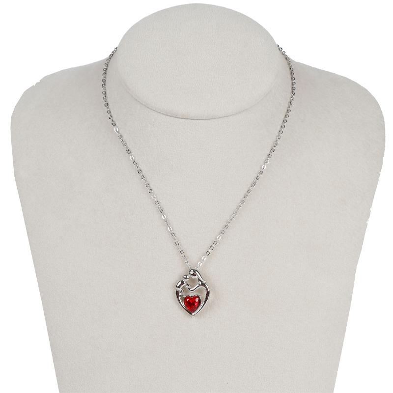 Concise Heart Shape Gemstone Alloy Necklace